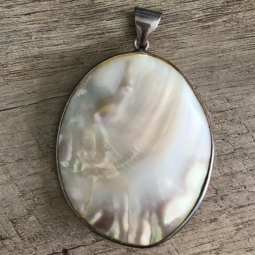 Faux Flat Pearl Necklace Charm